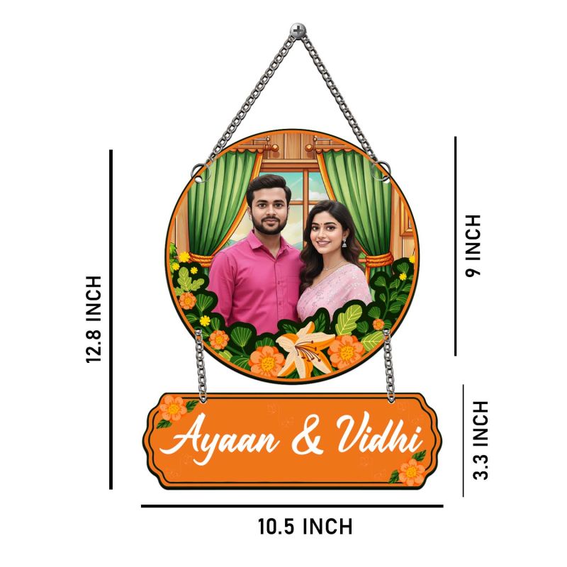 Personalized Couple Photo Frame Wall Hanging Custom With Photo & Name | Birthday Gift For Girlfriend Boyfriend Anniversary Gift For Wife Husband Couple Wall Hanging